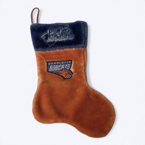 Charlotte Bobcats Embroidered Fuzzy Christmas Stocking Orange Blue Promo Vintage